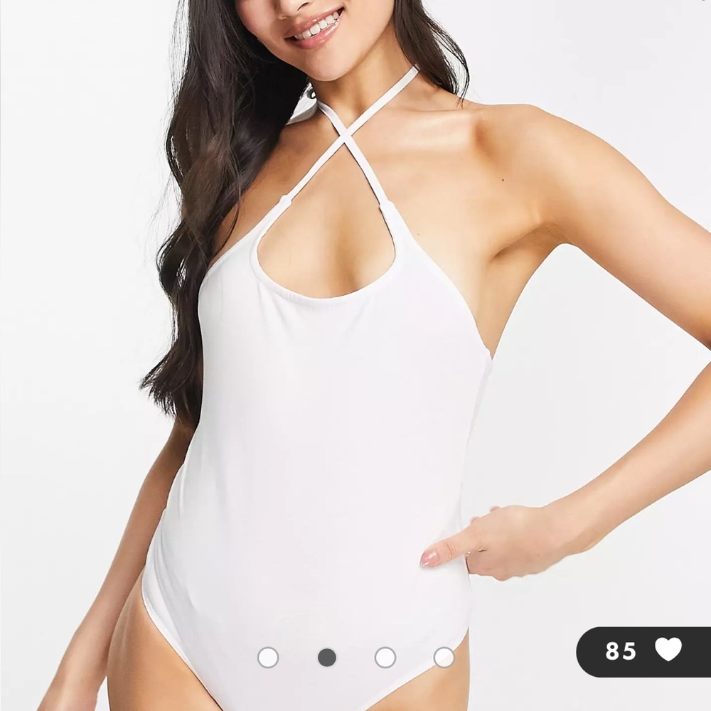 ASOS DESIGN square neck cross strap bodysuit